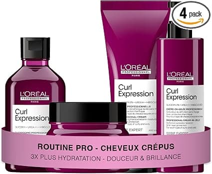 L'Oreal Professionnel - Curl Expression Routine for Kinky Hair - Intense Hydration - Anti-Frizz Action - Definition of Curls - Anti-Residue Shampoo + Rich Mask + Cream + Jelly - Image 1