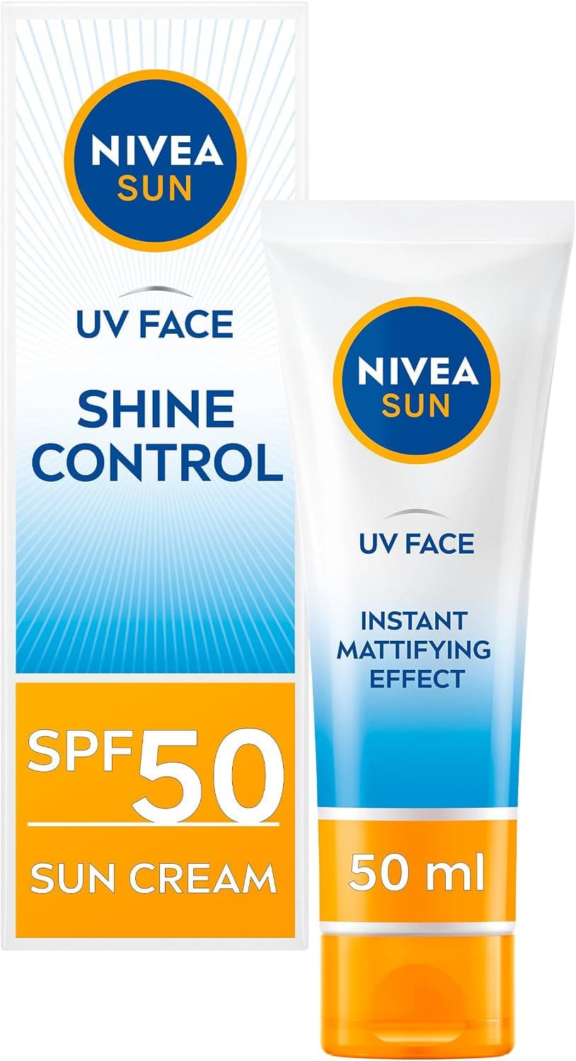 NIVEA SUN Crème solaire pour le visage, SPF50, UVA/UVB, Hydratante, Contrôle de la brillance, 50 ml