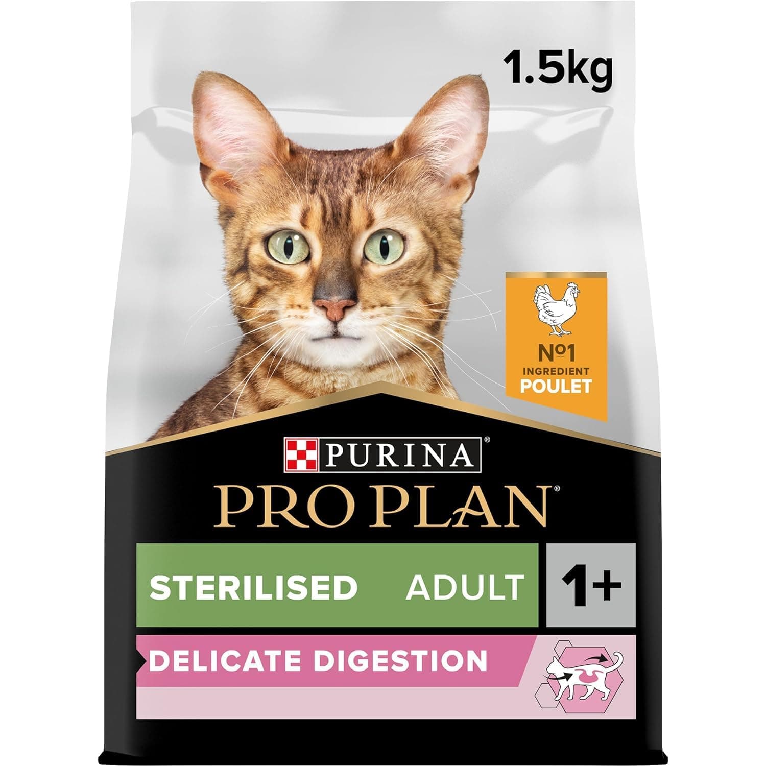 PURINA PRO PLAN | Adult DELICATE DIGESTION | Complete Food for Sterilized Adult Cats | Promotes a Healthy Digestive System | Dry Food | Chicken | Bag 1.5 kg - Image 2
