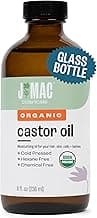 J MAC BOTANICALS Huile de castor organique pressée à froid (bouteille en verre, 200 ml, pas de goutte), huile de castor pure sans hexane, huile de castor pour le visage, la peau, huile de castor pour