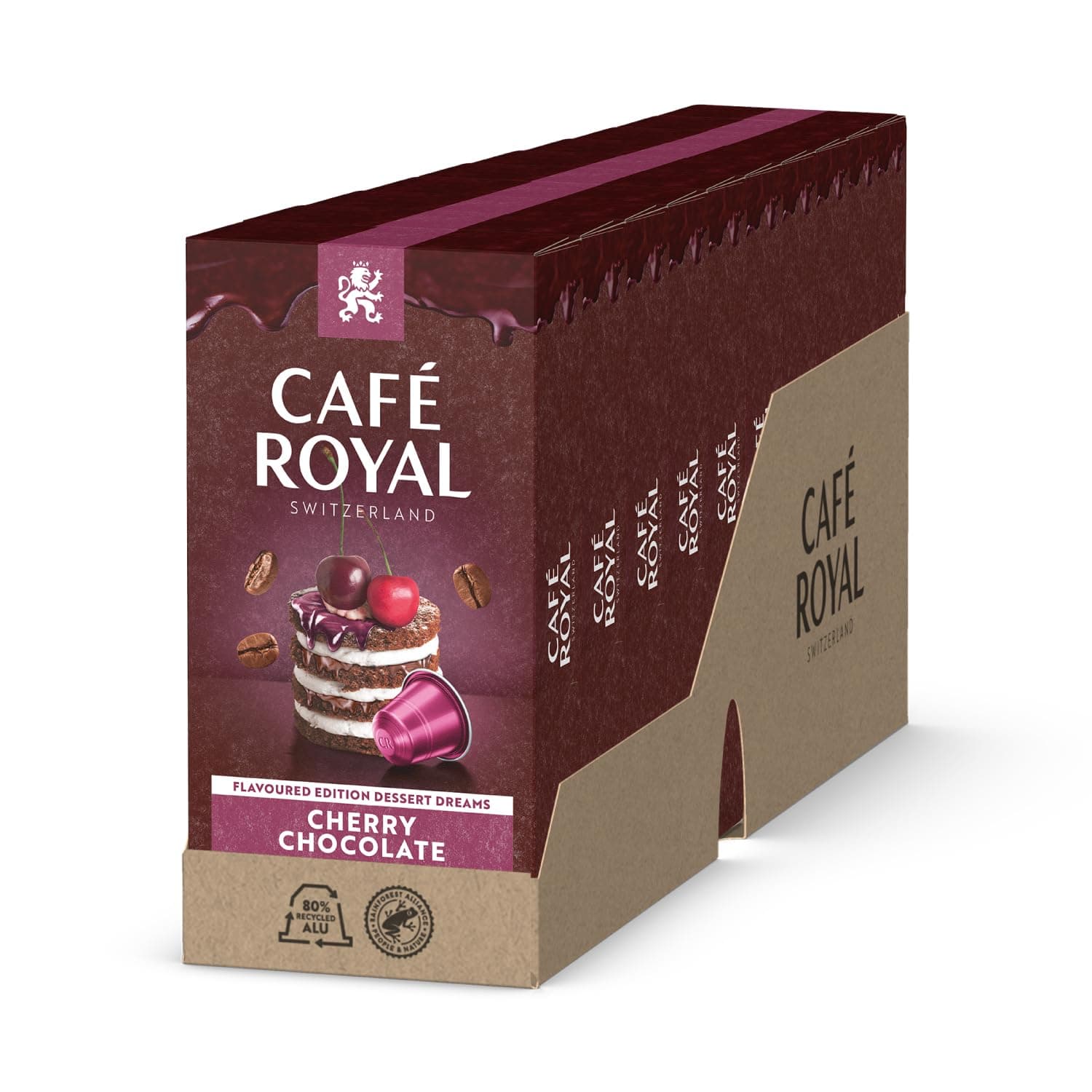 Café Royal Cherry Chocolate Flavoured Nespresso Compatible Coffee Capsules, 100% Arabica, Rainforest Alliance, 100 Capsules - Image 1