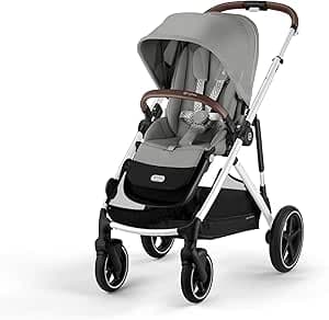 CYBEX Gold GAZELLE S Stroller, From Birth to Approximately 4 Years, Max. 22 kg (Single Mode) / 2x 22 kg (Duo Mode), All-in-1 System with 20+ Configurations, Stone Grey