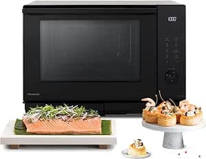 Panasonic NN-DS59NMETG 4-in-1 Combination Microwave Oven with Grill, 27 Liters, 1000W, Two-Level Cooking, Genius Sensor, 32 Automatic Programs, Grill Tray, Easy Clean, Black