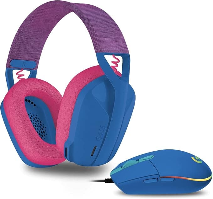 Logitech G203 LIGHTSYNC Gaming Mouse + Logitech G435 Lightspeed and Bluetooth Wireless Gaming Headset, Blue - Image 1