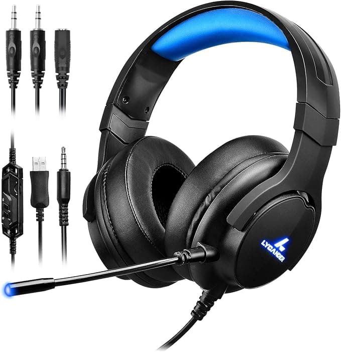 LYCANDER Gaming Headset with Microphone and LED Light, 3.5mm Input (for PC, PS4, Xbox One, Nintendo Switch and more)