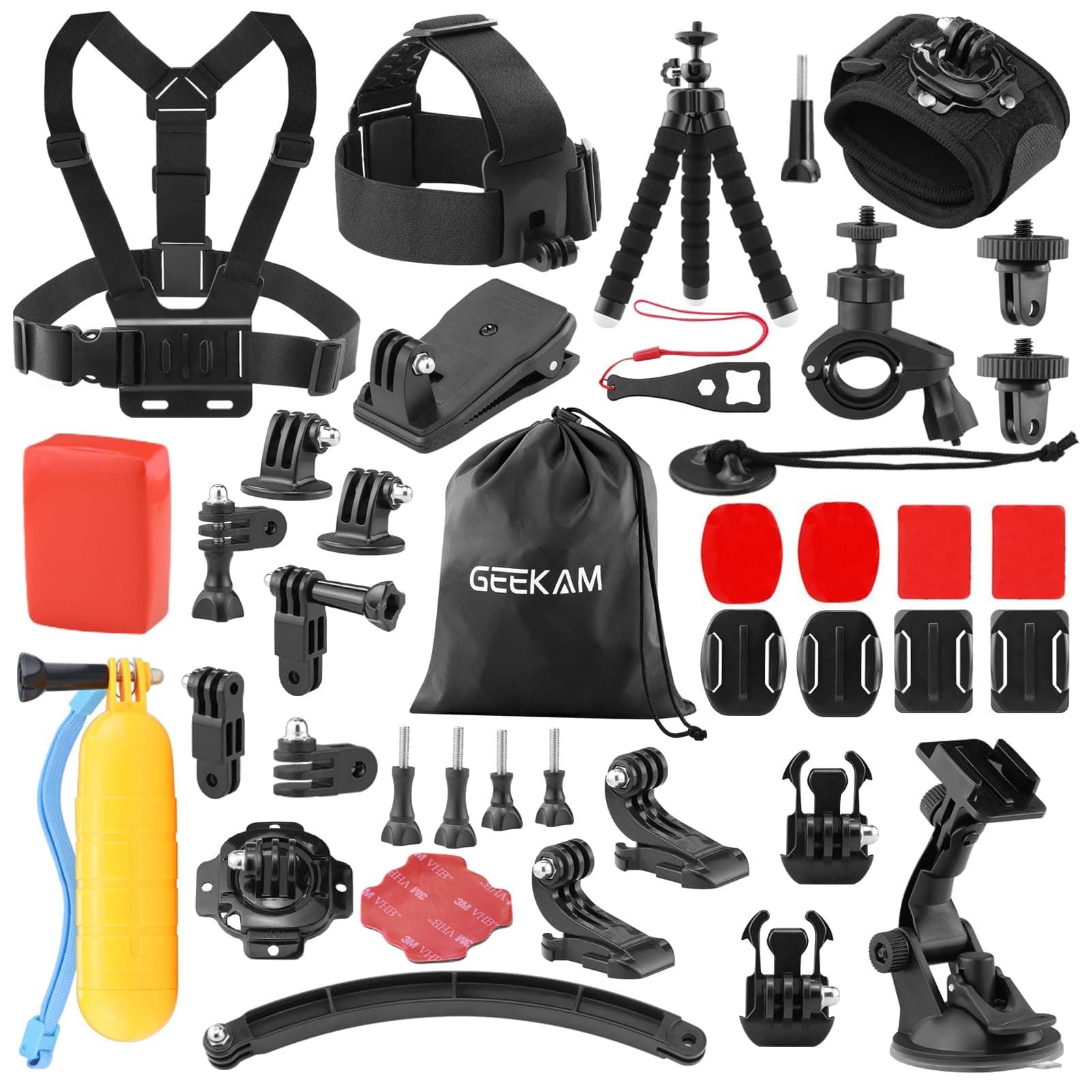 GoPro Sports Camera Accessories Kit, Compatible with GoPro, AKASO, Campark, Crosstour, APEMAN, COOAU, Apexcam, WOLFANG, Surfola, SJCAM
