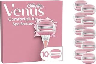 Gillette Gillette Venus ComfortGlide Breeze Pour Femme, 10 Recharges De Lames, AUTHENTIQUES, Barres Parfumées, Sans Besoin De Gel A Raser, Cartouches A 3 Lames Conçus Pour Corps Et Poils
