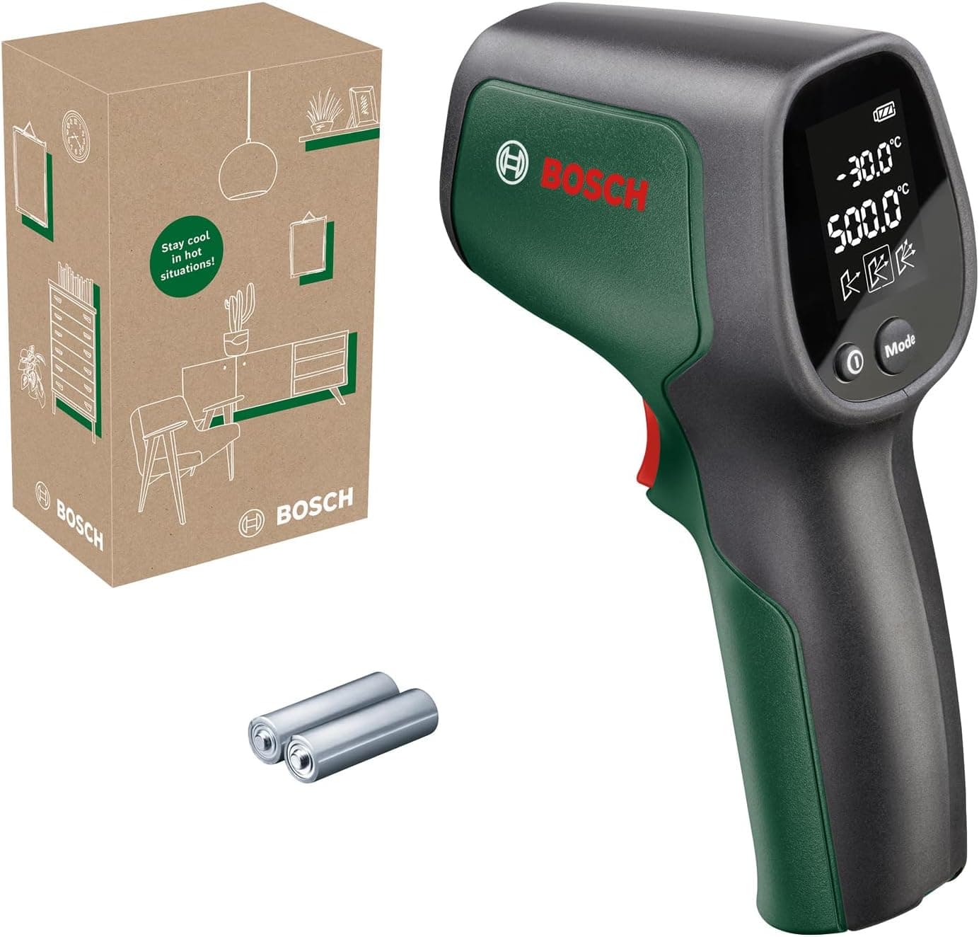 Bosch UniversalTemp Infrared Thermometer (-30°C to +500°C, Easy Measurement, 3 Measurement Modes for More Accurate Results, in Cardboard Box for E-Commerce) - Image 1