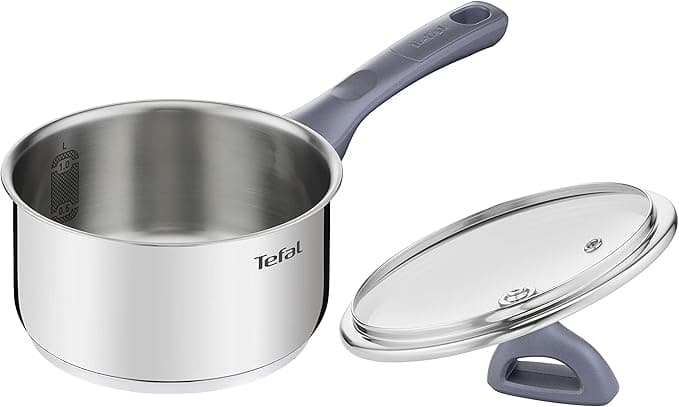 Tefal Daily Cook Stainless Steel Saucepan with Reinforced Bottom, Suitable for All Types of Cookers Including Induction, High Conductivity and Durability, Recycled Materials 18 cm, 2.1 Litre