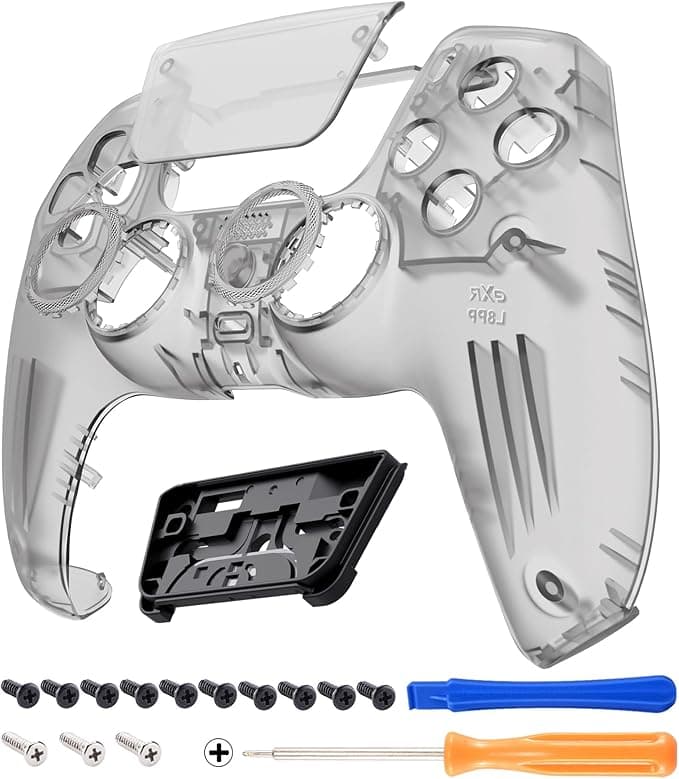 HP eXtremeRate Luna Redesigned Case for PS5 Controller BDM-010/020/030/040, Replacement Faceplate Touchpad Rings Buttons, Shell Cover Pad for PS5 Controller, Light Black