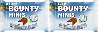 Bounty Milk Chocolate and Coconut Bars - 11 Mini Bars Pack of 333g (Pack of 2)
