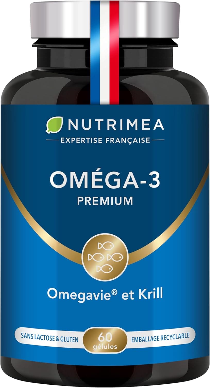 Omega 3 & Antarctic Krill | Patented Omegavie | Wild Fish Oil | Natural Antioxidant | Cognition & Immune System | Astaxanthin Concentrate | Made in France | Nutrimea