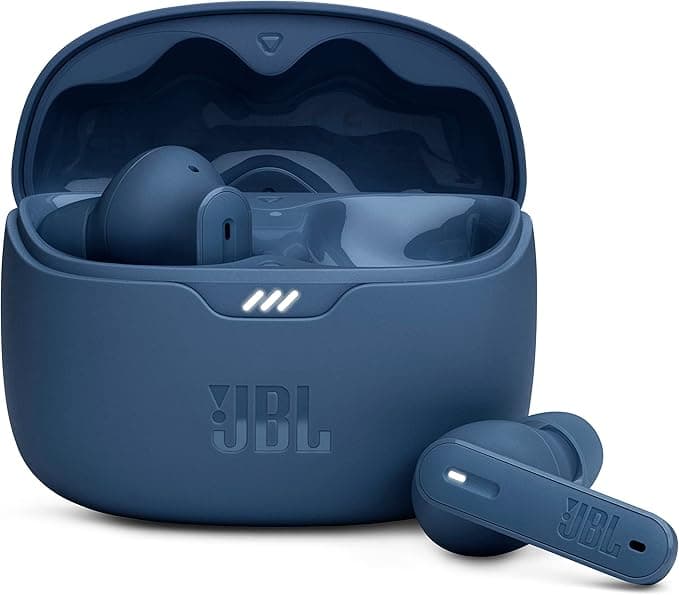 JBL Tune Beam, Wireless Earbuds with Noise Cancelling, Bluetooth 5.3, Up to 48 Hours Battery Life, Fast Charging, JBL Pure Bass Sound, Blue