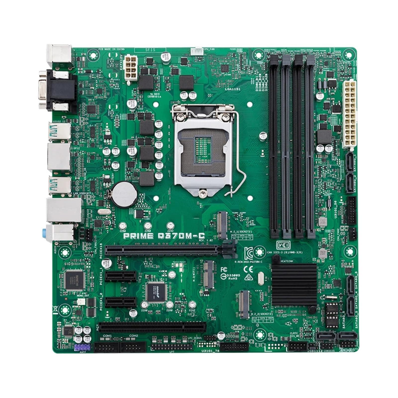 Carte Mere pc Carte mère Fit for ASUS Prime Q370M-C Q370 LGA 1151 for Xeon E-2176G/i7-8700 avec mémoire Intel vPro ECC, Double écran 4K mATX, PC de Bureau - Image 1