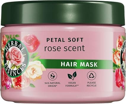 Herbal Essences Douceur Masque Parfum Rose 500ml Helps to make hair silky and moisturized. Blend of ingredients of natural origin* and rose essence, vegan and not tested on animals