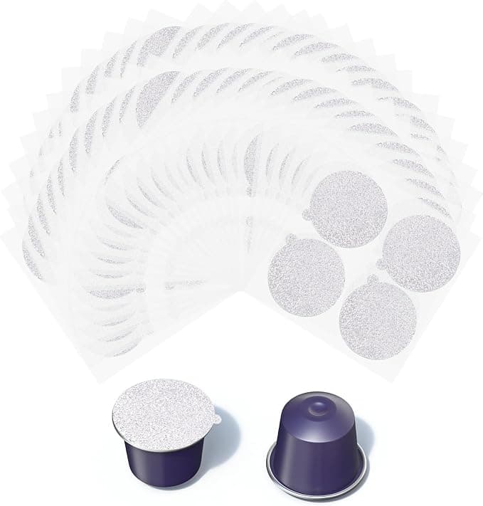 200 x Heat Seal Aluminium Caps, 37 mm Espresso Coffee Capsules Compatible with Nespresso Original Line Machines (No Capsule Cup, Style 2) - Image 1