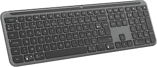 Logitech Signature Slim K950, clavier sans fil, design élégant, saisie sur plusieurs dispositifs, frappe discrète, Bluetooth, multi-systèmes d’exploitation, Windows, Mac, Chrome, FRA AZERTY, Graphite