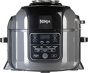 Ninja Foodi Multicooker, Air Fryer, 7-in-1, 6L, 7 Cooking Functions, Multifunctional Pressure Cooker, Air Frying, Slow Cooking, Grill and More, Brushed Steel and Black, OP300EU