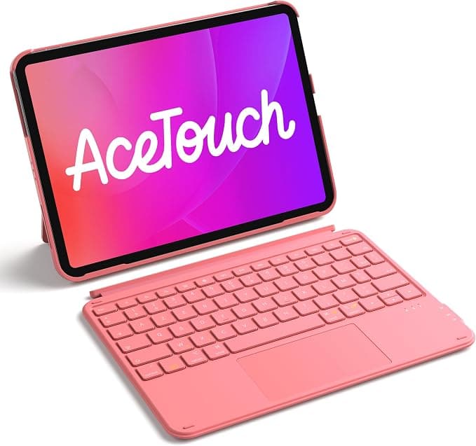 Inateck Keyboard Case for iPad 11th/10th Gen, for iPad 10th (10.9")/11th (2025 A16), Air 11" M3/M2, Air 6/5/4th, Pro 11 4th/11, Detachable Ultralight Keyboard with Touchpad, Red Touch - Image 1