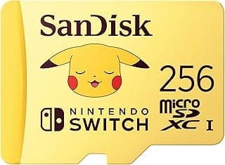 SANDISK microSDXC Produit sous Licence pour Les Consoles Nintendo Switch, Pokémon Pikachu 256 Go (UHS-I Carte, jusqu'à 100 Mo/s, Class 10, U3, V30, 4K UHD)