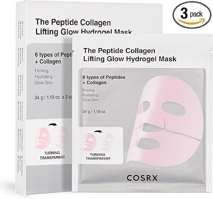 COSRX The Peptide Collagen Lifting Glow Masks Hydrogel Face Mask Skin Care 3 Pieces, Collagen Face Mask, Travel Essentials, Night Mask, Korean Skincare, Korean Skincare