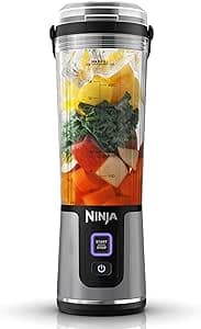 Ninja Blast Blender Portable 530ml, Leakproof Lid & Pourer, Powerful Cordless Mini Blender, Rechargeable Smoothies, Protein Shakes, Fruit and Ice Mixer, Black, BC151EUBK