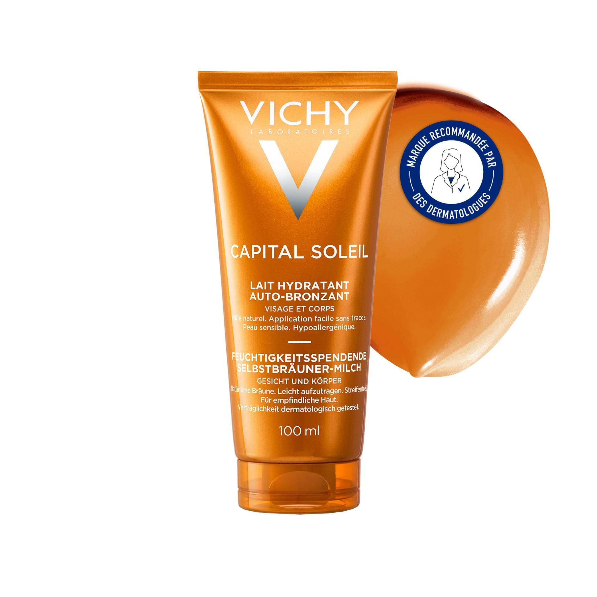 Vichy, Ideal Soleil, Lait Hydratant Auto-Bronzant, Hydratation & Bronzage Naturel, Enrichi en Eau Thermale Minéralisante, Pour Tous Types de Peau, 100 ml - Image 6