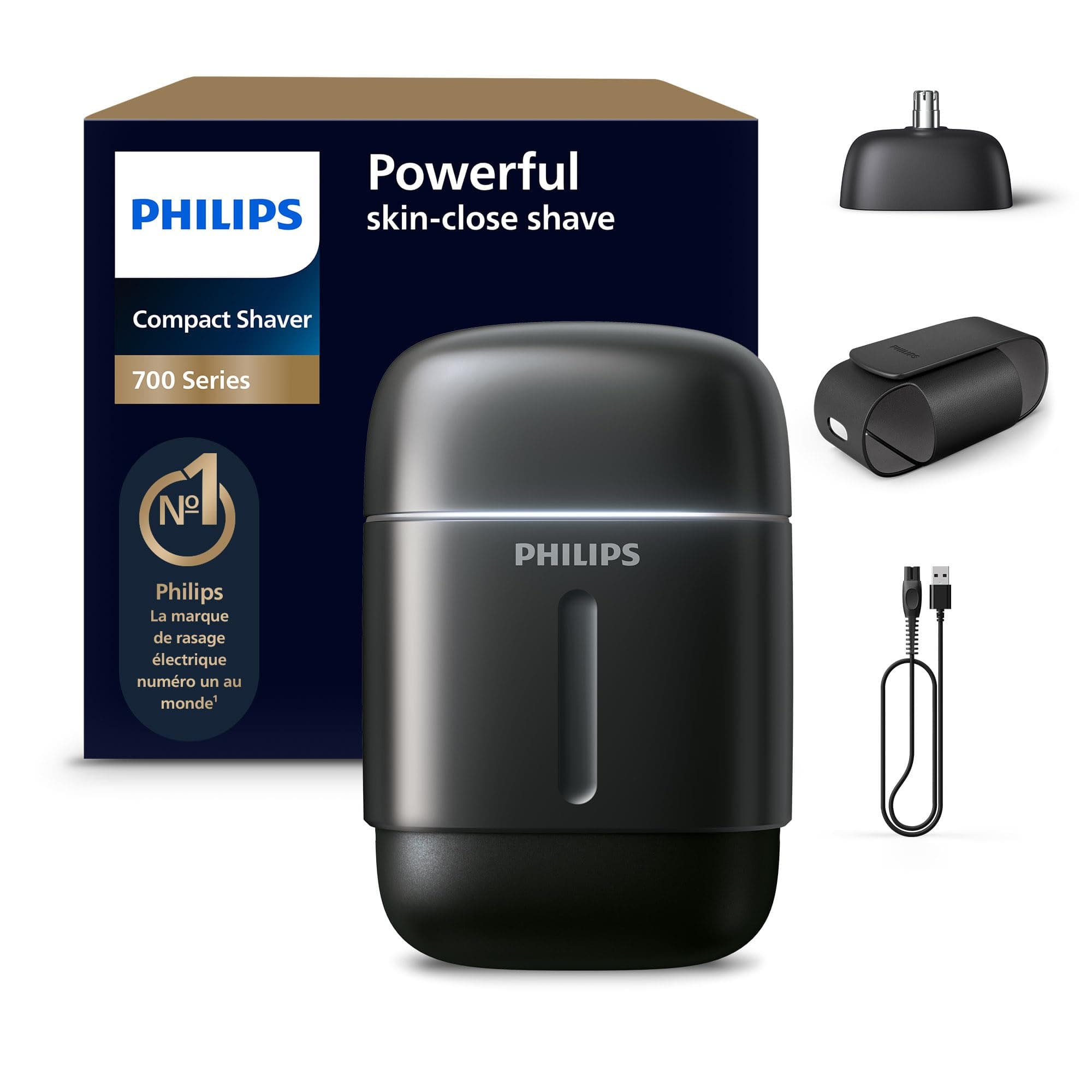 Philips 700 Series Shaver - Electric Compact Lift & Cut System, SteelPrecision Dual Blades, 4D Flexible Heads, Wet or Dry Bristles, Nose / Ear Accessory, Travel Case, Model S792/06 - Image 1