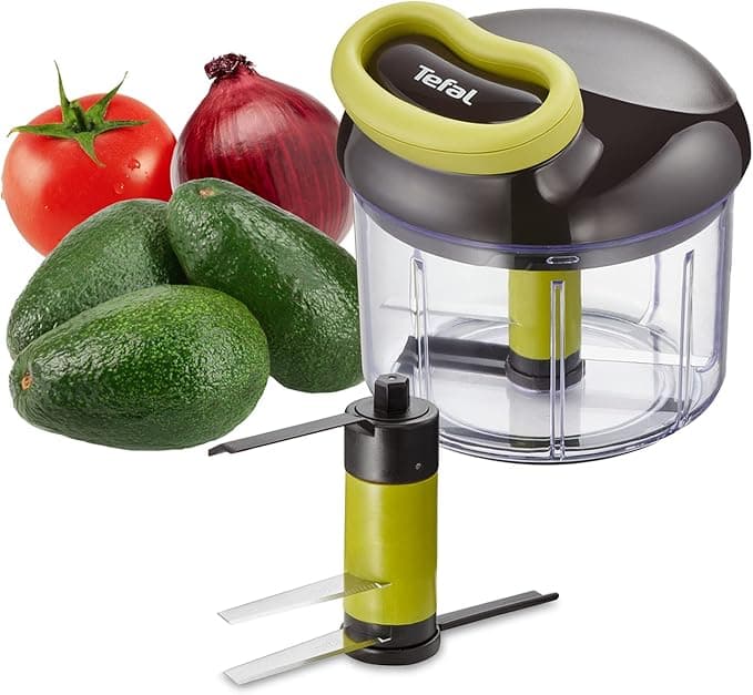 Tefal Tefal K1320404 Manual Chopper 5 Seconds Chopper Vegetable Meat Nuts Onions with Stainless Steel Blades for Quick and Easy Cooking, Black and Green, 900 ml