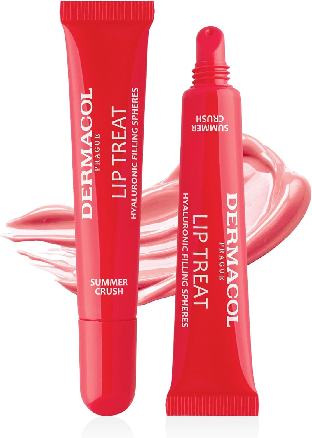 Dermacol Dermacol Lip Treat Baume à lèvres aux sphères comblantes d'acide hyaluronique - Soin hydratant vegan à la texture Melting Touch et à la teinte brillante, 10 ml, no. 7 - Summer Crush
