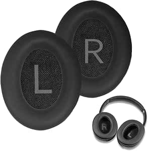 Ear Pads for Bose QuietComfort 45 Circumaural Headphones, Headphone Cover for QC45, Protein Leather Foam Cushion for Bose QC45/QC SE, Replacement Pads (Black)