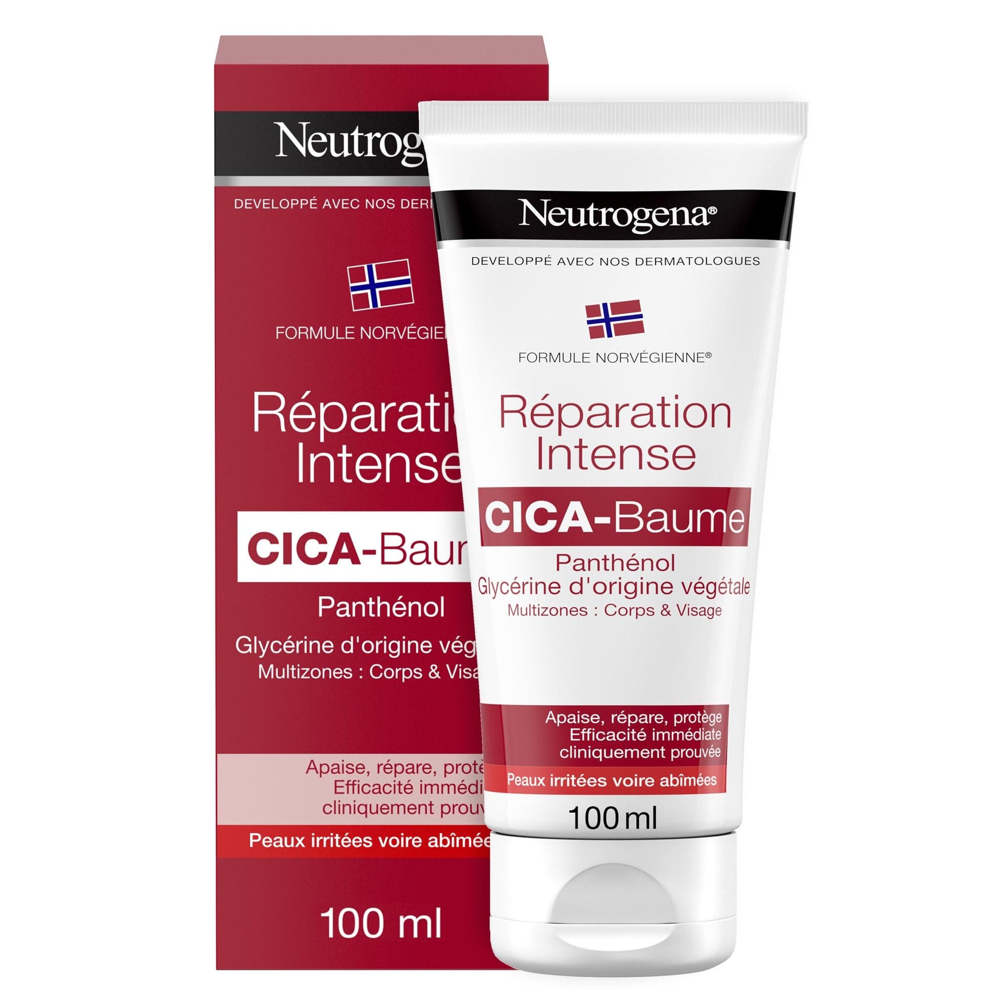 Neutrogena – Cica-Balm Intense Repair (100 ml tube) – Moisturizing body and face cream for irritated or damaged skin – Repair balm with panthenol and glycerine of plant origin - Image 1