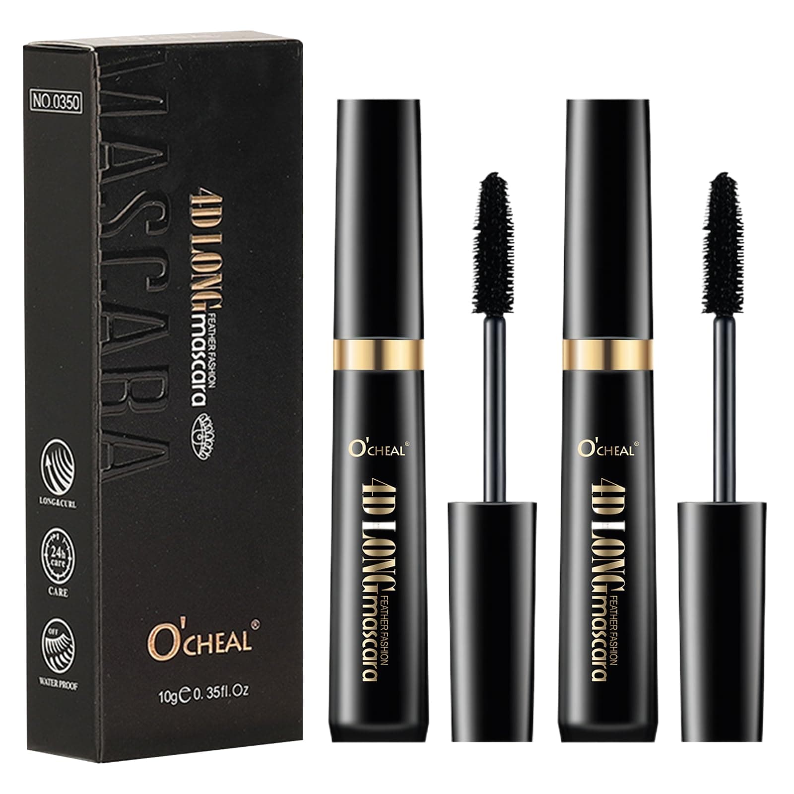Rbleote Mascara Fibre De Soie 4D Paquet De 2 Noir Intense Imperméable Longue Tenue Mascara Volume Effet Faux Cils Naturel Sans Paquets