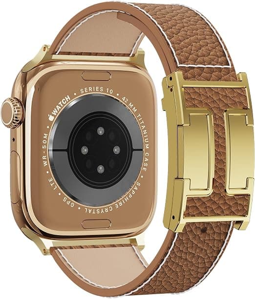Magnetic Leather Replacement Strap Compatible with Apple Watch Ultra Strap 49 46 45 44 42 41 40 38mm for Women Men iWatch Ultra 2/Ultra/SE/Series 10/9/8/7/6/5/4/3/2/6 - Image 1