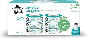 Tommee Tippee Nappy Bin Refills for Simplee Sangenic, Odour and Germ Protection, Pack of 6