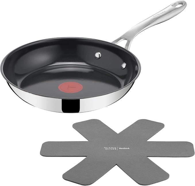 Jamie Oliver by Tefal Direct Cook, Frying Pan 24 cm, Stainless Steel Ceramic Non-Stick + Pan Protector, H880S234 - Image 1