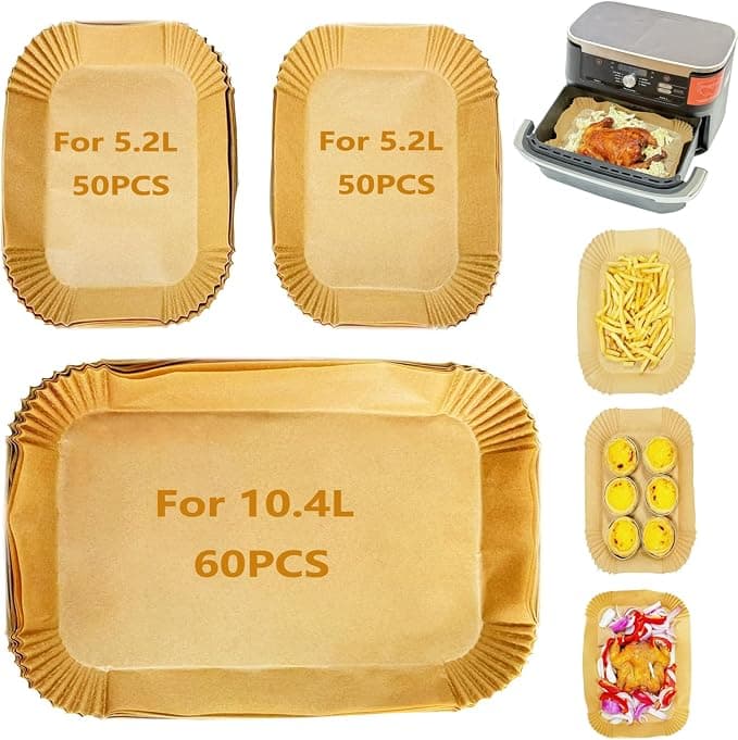 160pcs Air Fryer Ninja Baking Paper 10.4L, Baking Paper for Ninja Foodi Flex Air Fryer AF500EU, Disposable Paper Liner Air Fryer Accessories for Ninja AF500EU (160pcs) - Image 1
