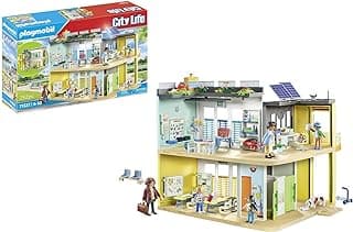 Playmobil 71327 Ecole aménagée - City Life - avec Six Personnages, Une école sur Deux étages avec Un Ascenseur, Une terrasse sur Le Toit et Un Chien - Dès 4 Ans