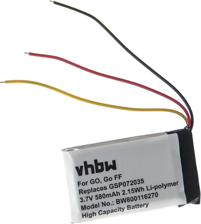 vhbw Battery Compatible with JBL GO, GO BLK, GO FF Bluetooth Portable Speaker – Replacement for GSP072035 – (Li-Polymer, 580 mAh, 3.7 V) - Image 1