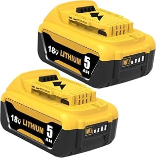 2 Pack 18V 5.0Ah Replacement Batterie pour Dewalt Batterie 18V pour Dewalt Batterie DCB184 DCB180 DCB181 DCB182 DCB200 DCB201 DCB204 avec indicateur LED