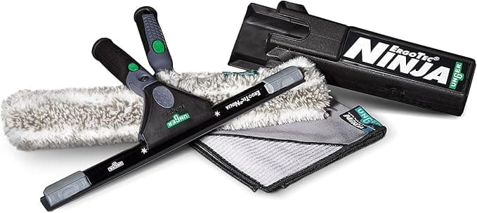 UNGER ErgoTec AKN14 Ninja Complete Window Cleaning Kit 6 in 1 (Washer, Wiper, Microfibre Cloth, Glass Scraper, Case, Belt Compartment, Window Cleaning) - Image 1