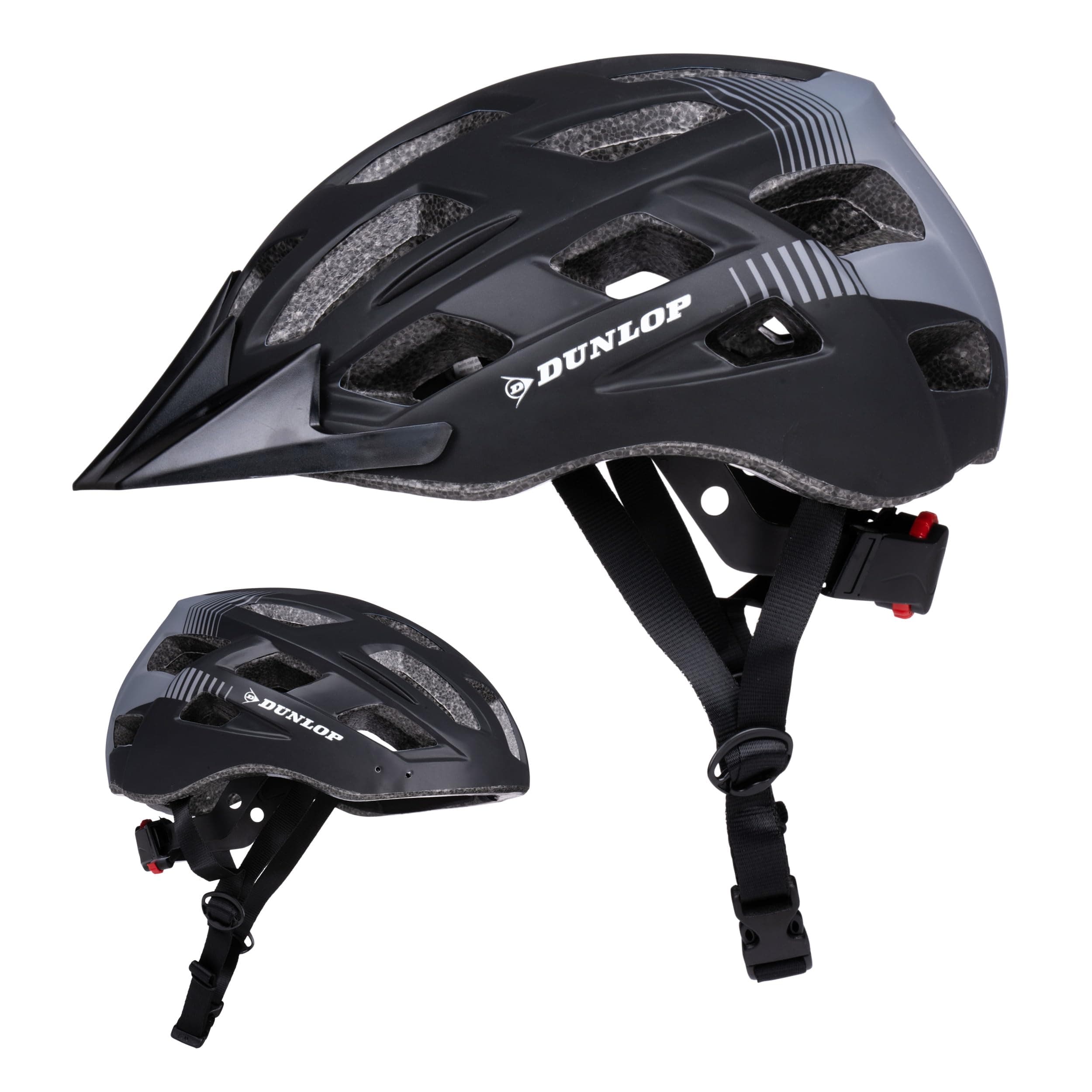 Dunlop Dunlop Bicycle Helmet with Light, Adjustable 55-58 cm for Women and Men, with 3 Modes LED Light, Black