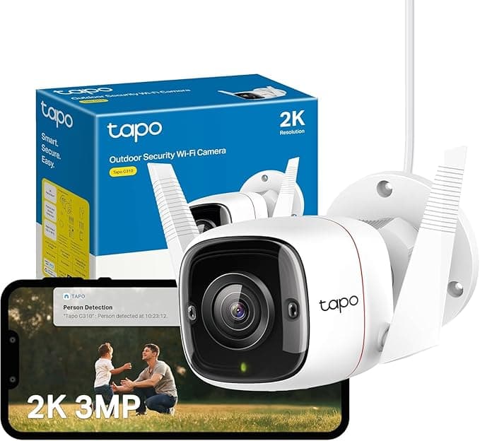 Google Tapo C310 3MP Outdoor WiFi Surveillance Camera, 30M Night Vision, Motion Detection, IP66 Waterproof, Alarm Notification, Two-Way Audio, Alexa and Google Compatible
