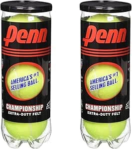 Penn Championship Extra Strong Pressurised Felt Tennis Balls (2 Cans, 6 Balls)