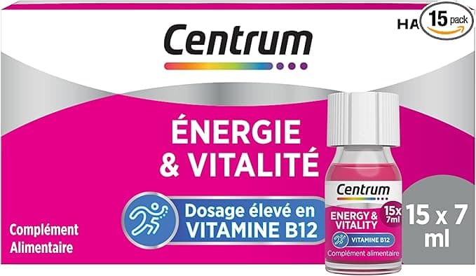 CENTRUM - Vitamine B12 Énergie & Vitalité - Zinc, Niacine (Vitamine B3) - Complément Alimentaire Multivitamines à Boire - Énergie, Immunité & Système Nerveux - Vegan - 15 shots x 7 ml - Image 10