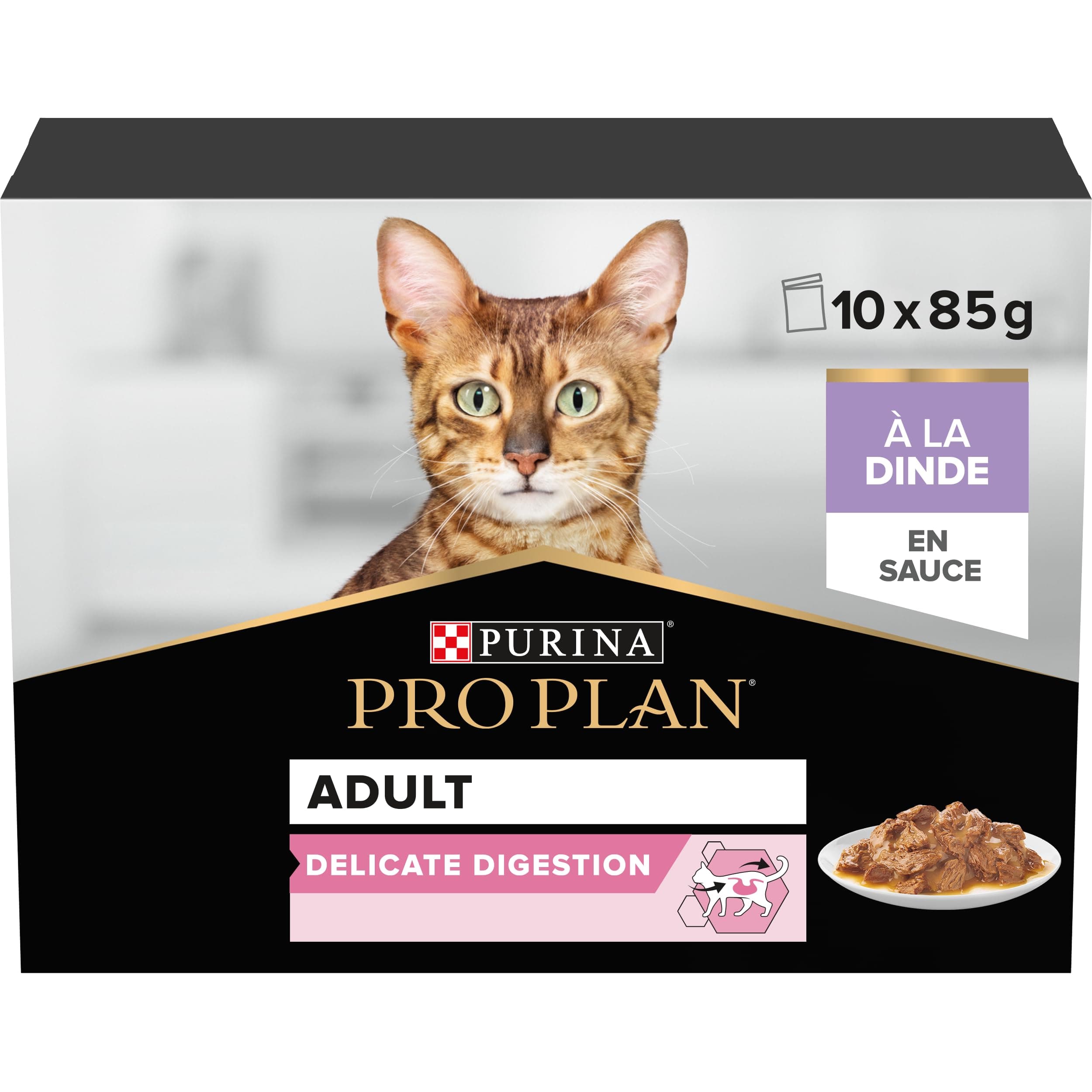 PURINA PRO PLAN | DELICATE DIGESTION | Complete Food for Adult Cats | Helps Promote a Healthy Digestive System | Sliced in Sauce | Turkey | Individual Serving | 10 x 85g - Image 2