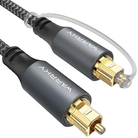 WARRKY Audio Optical Cable, 1.8 m [Nylon Braided, Gold Plated] Toslink Optical Cable for Home Cinema, Soundbar, TV, Samsung, Bose, LG, Sony, Sonos, PS4, Xbox - Image 1