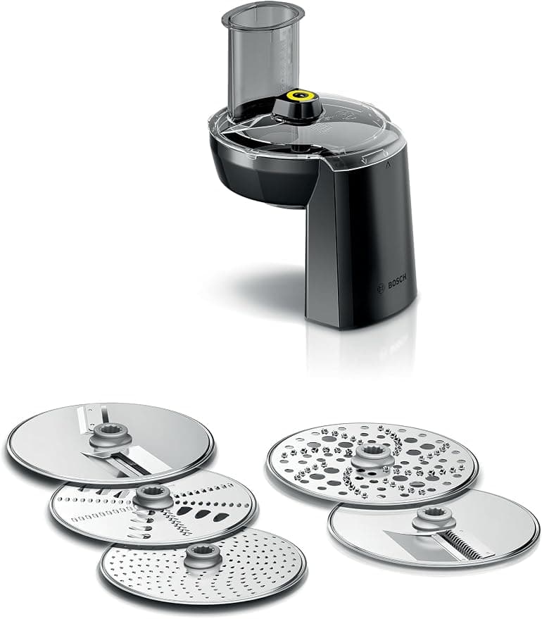 BSH Appliances BOSCH Accessories MUZS68VL - VeggieLove Continuous Grater Set, 5 Discs, Grating/Chopping, for Food Processor Series 6, Series 8, Black/Stainless Steel - Image 1