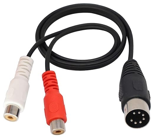 zdyCGTime 7 Pin DIN Midi Extension Cable, DIN 7 Pin 1 Male to 2 RCA Female Audio Adapter Cable, Compatible with Bang & Olufsen B&O, Naim, Quad Stereo Systems (0.5 m/1.6 Feet)