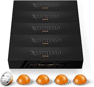 Nespresso Vertuo Inizio Coffee Capsules Intensity 4 for Gran Lungo 150 ml (5 Packs of 10)